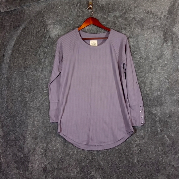 Chaser scoop neck lavender waffle knit long sleeve women's blouse medium - Picture 1 of 6